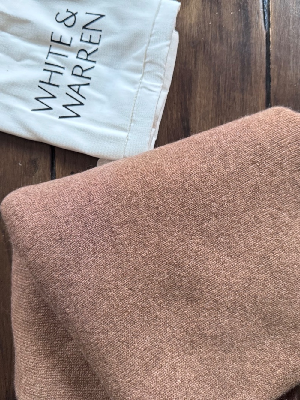 White + Warren Cashmere Travel Wrap Saddle Brown NWT